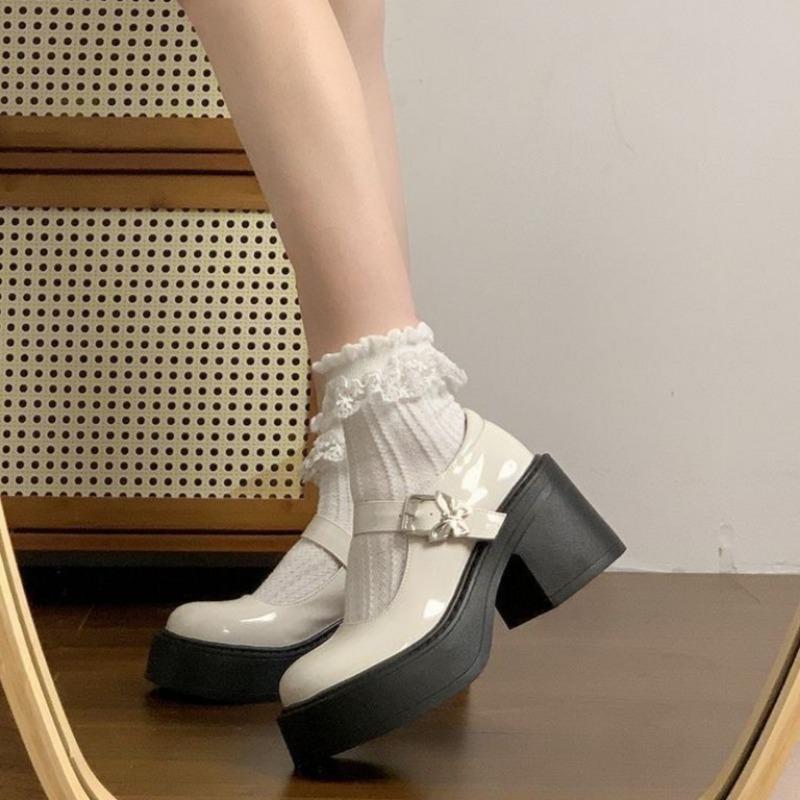 Модная женская обувь на толстом каблуке, осенняя новинка, с круглым носком, с мелким вырезом, на толстой подошве, противоскользящая, износостойкая, туфли Мэри Джейн