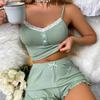 Thin lace suspender shorts pajamas women's two-piece set sexy loungewear European and American new lace