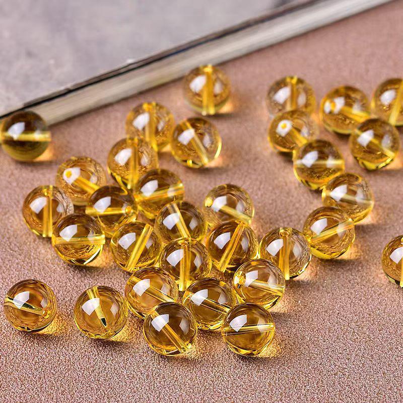 Браслет из натурального цитрина класса 7А, россыпь бусин - Чистые бразильские хрустальные бусины-разделители