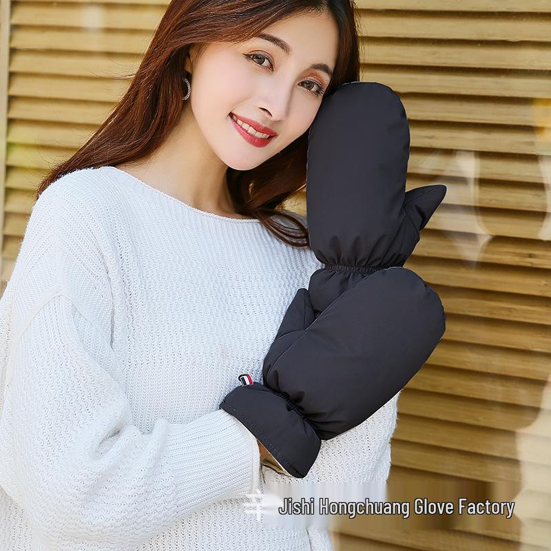 Мужские и женские ветрозащитные зимние велосипедные перчатки - Толстые, теплые хлопковые варежки