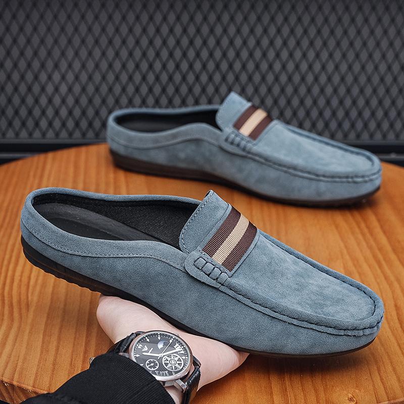 Lefu Shoes Men's Lightweight Bean Shoes Summer One Step Push Lazy Breathable Casual Half Support Slippers for Men