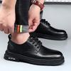 Весенние туфли дерби мужские низкие ботинки Martin в британском стиле с круглым носком и большим носком черные туфли на платформе повседневные кожаные туфли