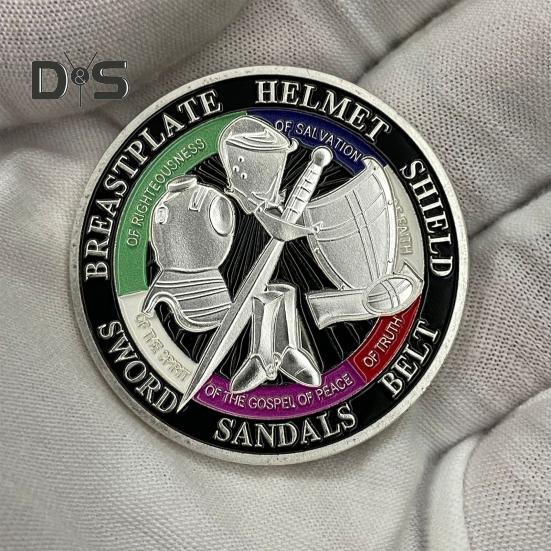 Монета «Доспехи Бога» диаметром 1,57 дюйма, металлическая сувенирная монета, надетая на все доспехи Бога, двухсторонняя монета «Бронированный солдат» для Военной церкви