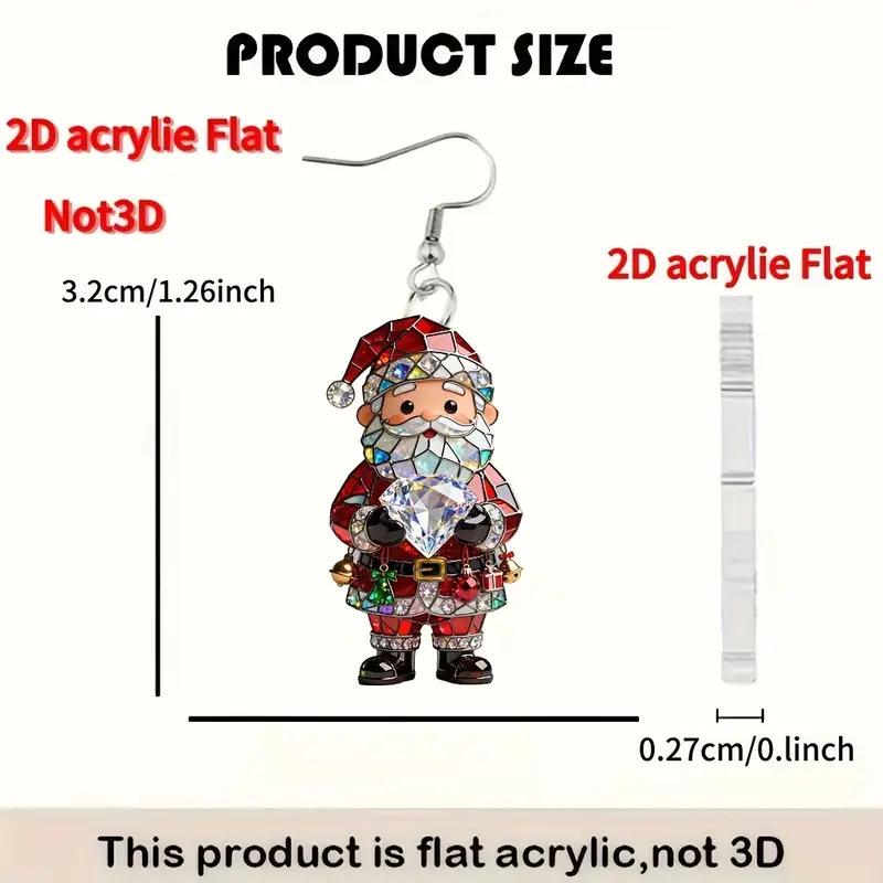Новые акриловые серьги Санта-Клаус - Украшения для рождественской вечеринки