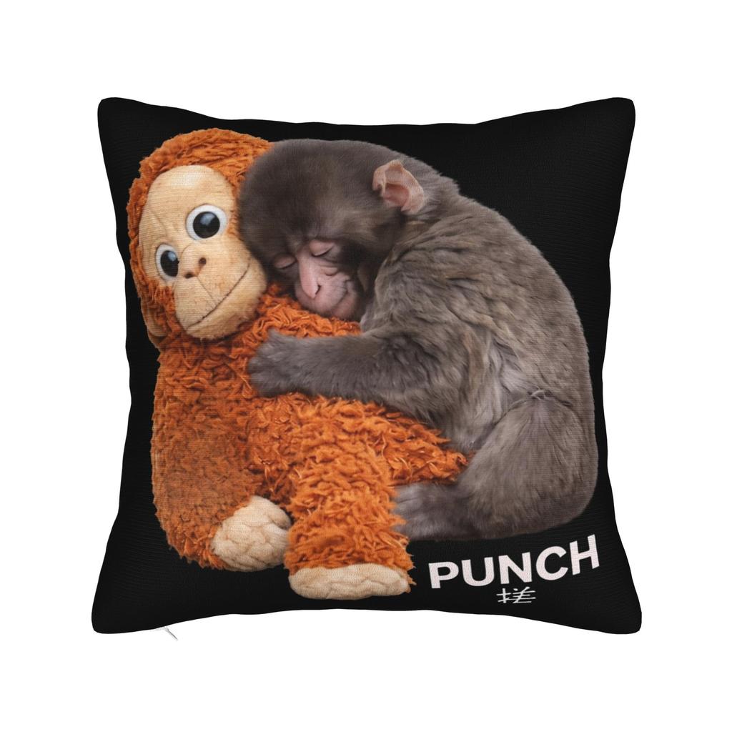 Baby Macaque Hugging Plush Cute Monkey Punch Pillowcase Polyester Cushion Cover Decorations Pillow Case Cover Sofa Square 40X40