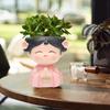Head Planter Girl Figurine Ornament Flower Arrangement Container Cute Plant Pot