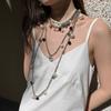 Choker Clavicle Chain Women Flowers Pendant Sweater Chain Pearl Multilayer Necklace  Girls