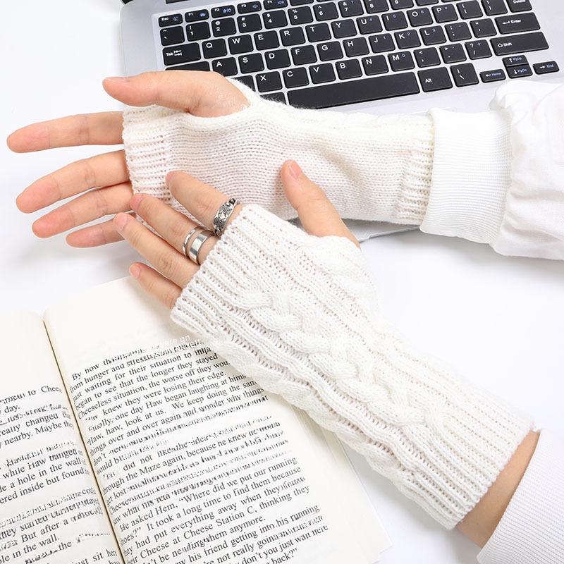 Мужские и женские шерстяные перчатки без пальцев в корейском стиле - модные короткие перчатки осень/зима