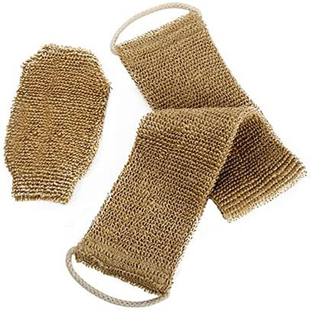 100% Natural Exfoliating Hemp Back Scrubber, Bath & Shower Body Brush Scrubber with Handle