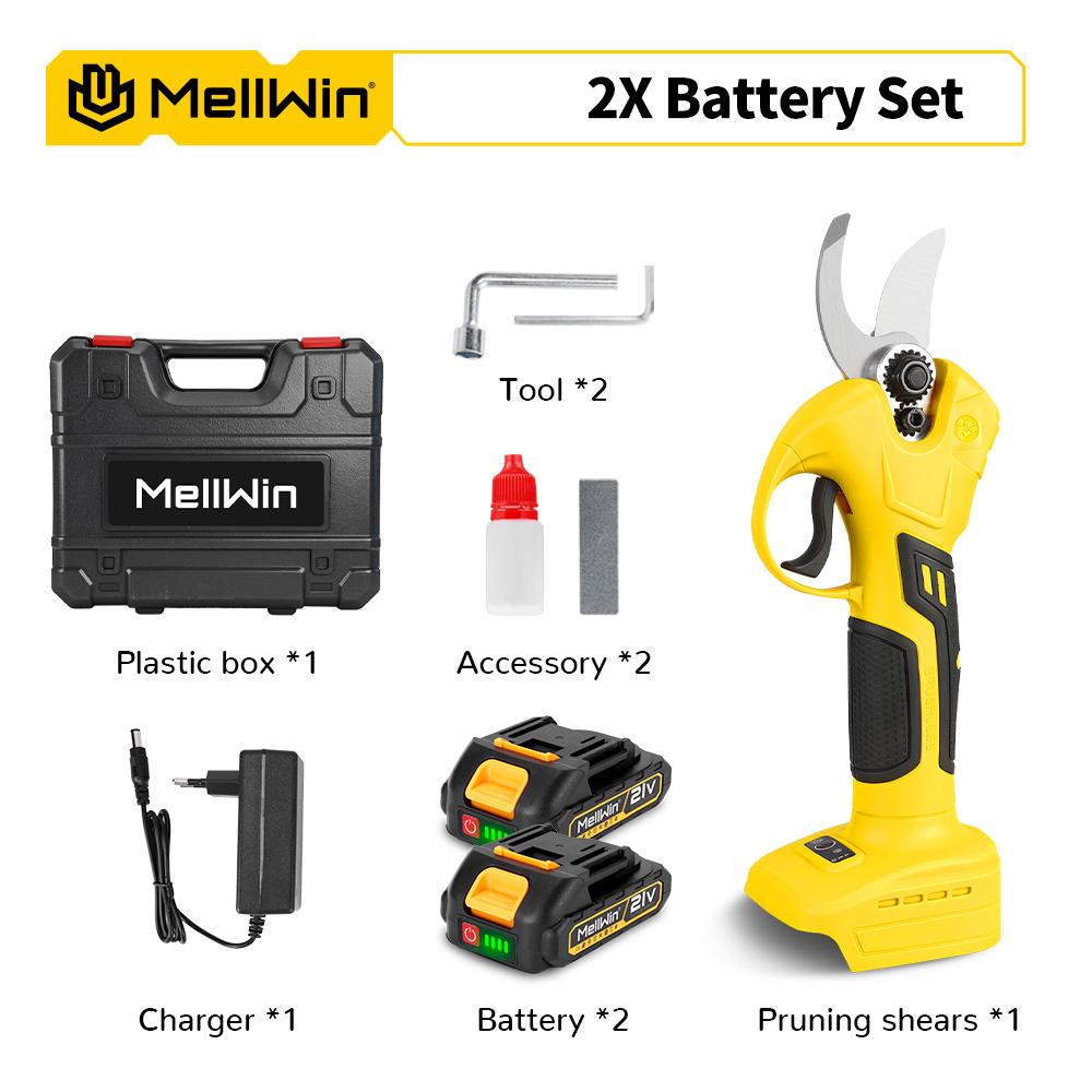MELLWIN 30 мм Бесщеточные Электрические Секаторы Аккумуляторные Ножницы для Обрезки Ветвей Фруктовых Деревьев Садовые Ножницы Для Аккумулятора Makita 18 В Штифтовое Соединение