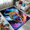 Vibrant 3D Printed Leopard Carpet Crystal Velvet, Durable Polyester Area Rug for Living Room, Game Room, Balcony,