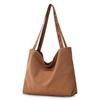 [MT's SHOP] Tote Bag Simple Large Capacity Larger Canvas Plain Color Folding Shoulder Bag Handbag Shopping Commute Commuting To School SH404 (brown)