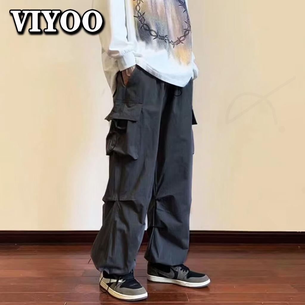 Мужская одежда Y2K Брюки-карго Уличная одежда с карманами на шнурке и эластичной резинкой на талии Мешковатые брюки Хип-хоп Свободные женские широкие брюки Комбинезоны