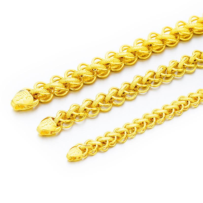 Ожерелье из песочного золота для мужчин, 24-каратное золото, мужское ювелирное изделие, имитация золота, медное покрытие, плетеное ожерелье