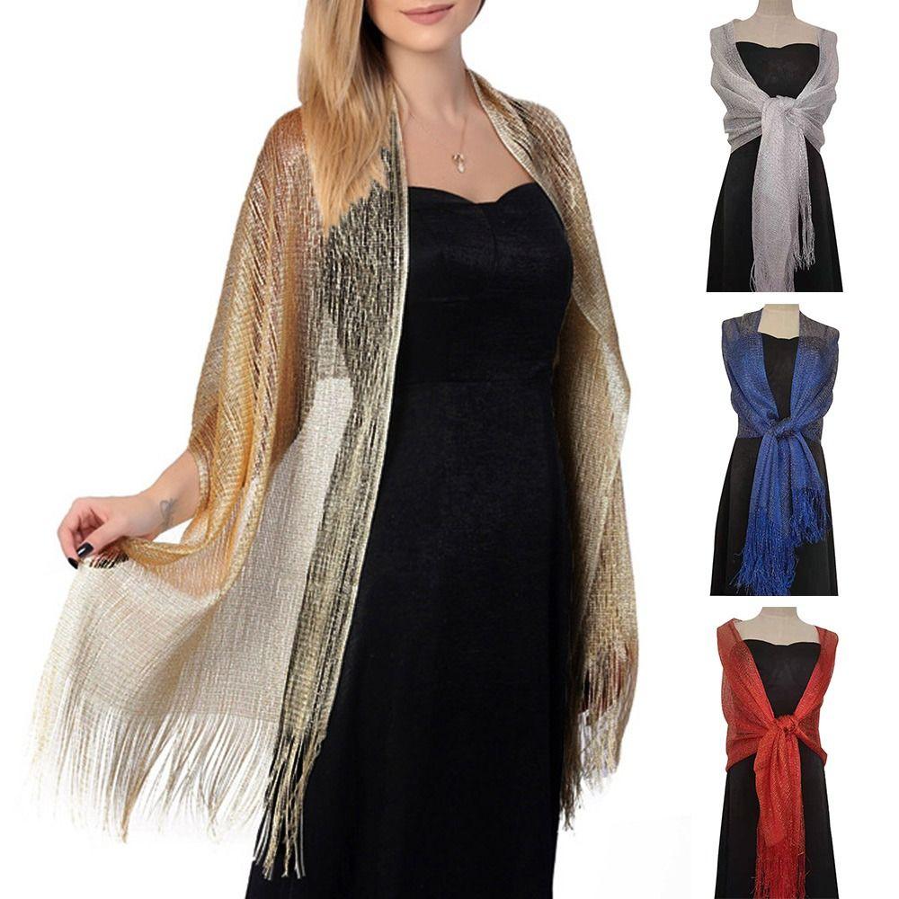 Bridesmaid Temperament Golden Silvery Wire Bridal Shawls Wedding Scarf Dresses Shawls Evening Scarf
