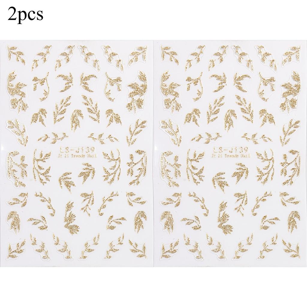 2pcs Leaf Nail Art Stickers Self Adhesive Autumn Leaves Patterns Waterproof DIY Manicure Decoration Beauty Tools for Women Girls