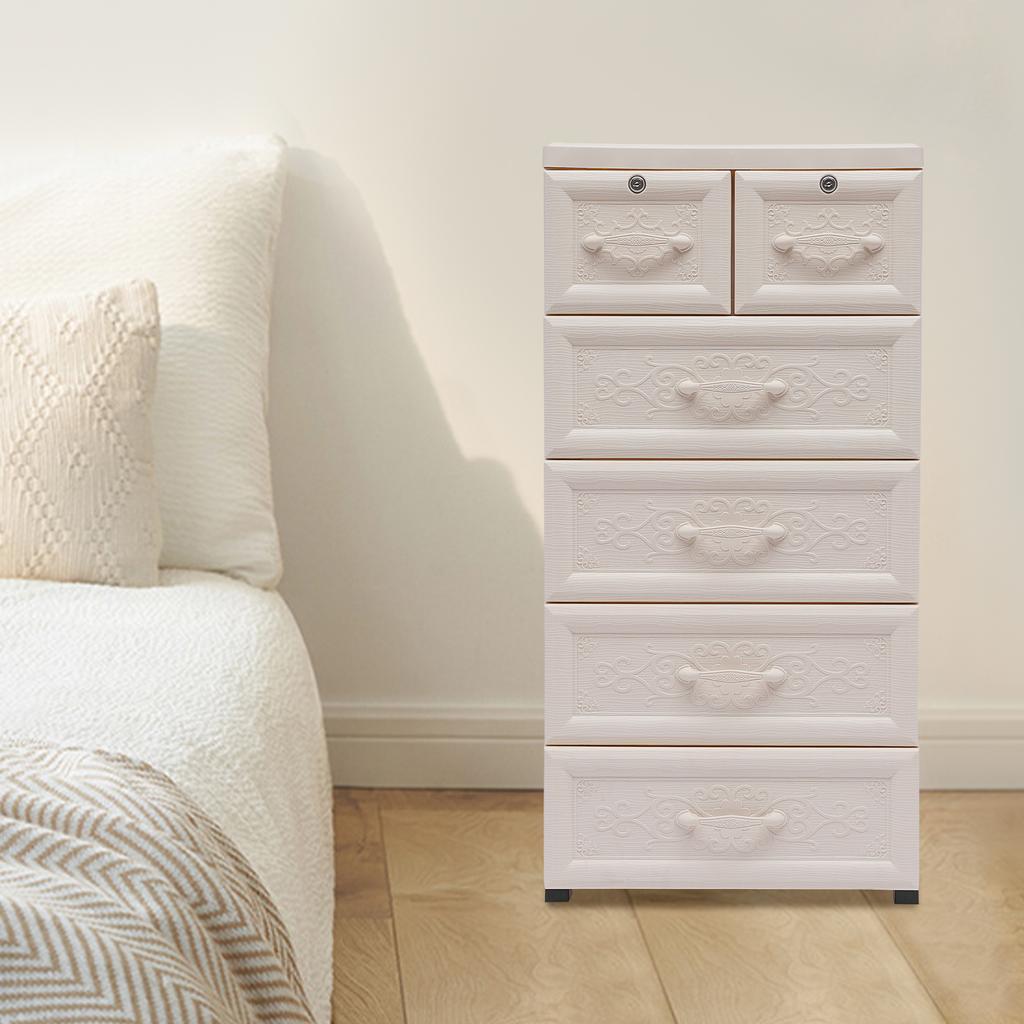 5-ярусный шкаф для хранения с и 5 ящиками, современный белый сервант, прямоугольный PP органайзер для хранения (Грузоподъемность 30 кг)