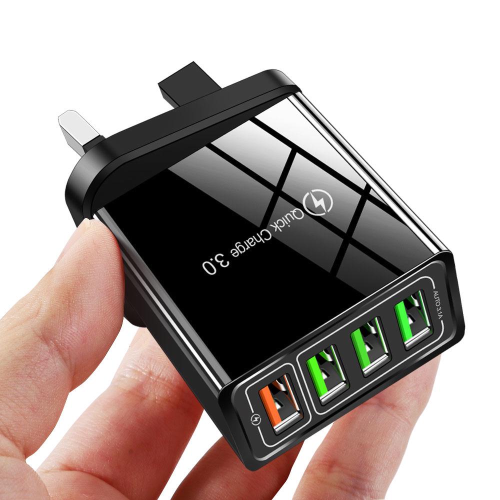 Быстрое USB-зарядное устройство на 4 порта с QC3.0, умный дорожный адаптер 4,1 А