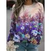 Spring Pullover Long Sleeve Graphic T-shirts Oil Painting Printed Long T-Shirt For Women Street O Neck Oversized Tee Y2k Top