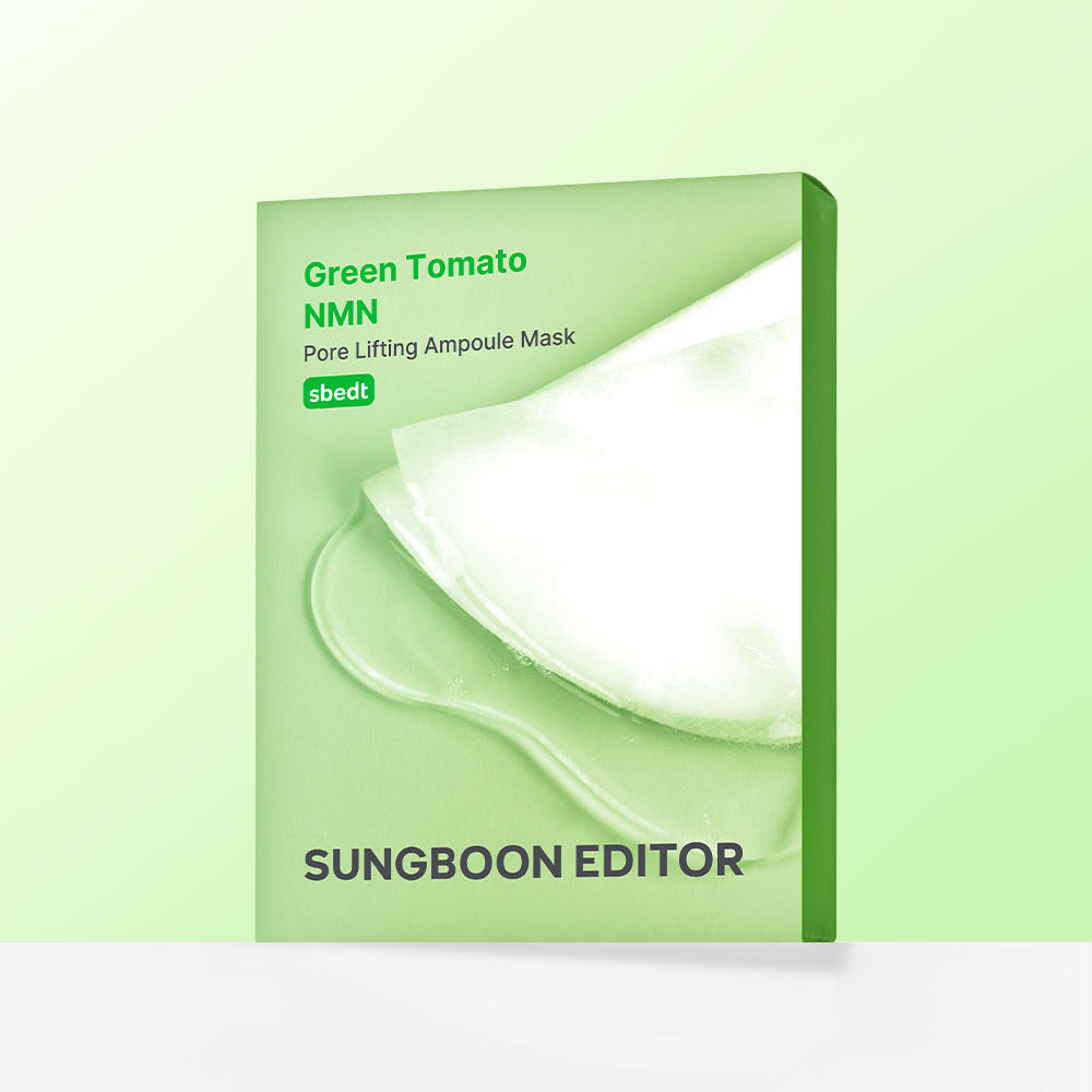 SUNGBOON EDITOR Green Tomato NMN Pore Lifting Ampoule Mask 23g x 10 Sheets Korean Firming & Pore Care Sheet Mask