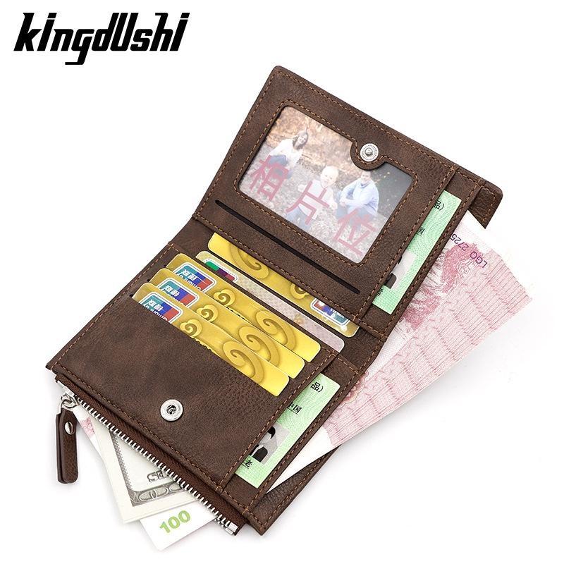 Винтажный мужской кожаный роскошный кошелек, короткие тонкие мужские кошельки, зажим для денег, кошелек для кредитных карт, долларовый кошелек, мужской кошелек для карт