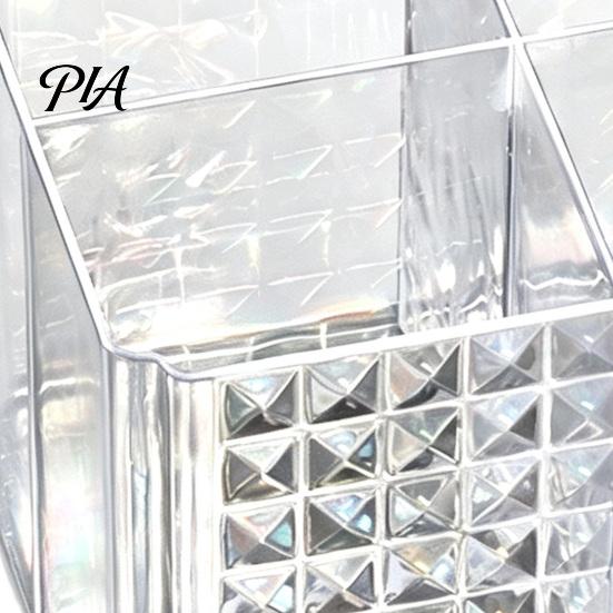 Modern Clear Acrylic Organizer Transparent Makeup Brush Organizer, Multi-Compartment Storage Bin, Elegant for Vanity Style Cosmetic Display Lip Gloss