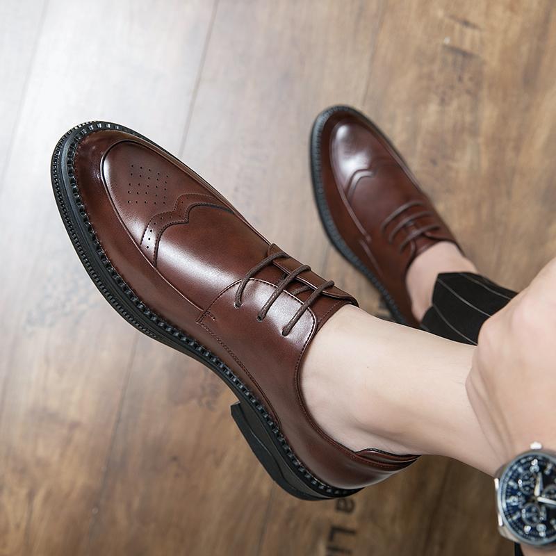 2024 Mens Genuine Leather+Microfiber Soft Anti-slip Oxfords Loafers Man Casual Business Formal Dress Wedding Brogue Casual Shoes