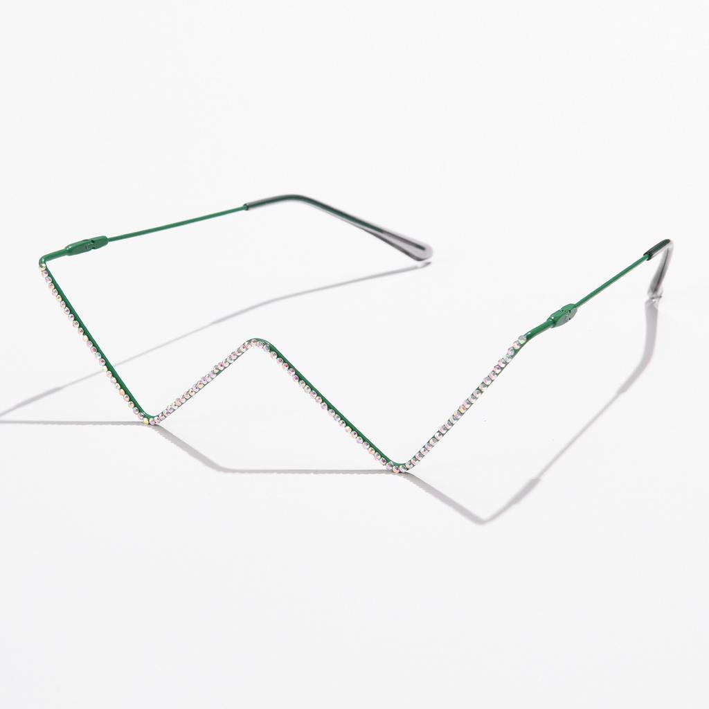 New Fashion Crystal Sunglasses Frames For Women Small Diamond Eyeglasses Line Alloy Frame Eyewear Punk Half Frame Glasses