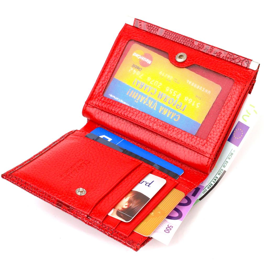 Excellent Wallet for Women of Medium Size Made of Genuine Leather with Reptile Embossing CANPELLINI 21818 Red