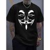Мужская футболка с графическим принтом Guy Fawkes Anonymous, дизайн маски Анонимуса - Вдохновленная «V — значит Вендетта», Повседневная, с круглым вырезом, с коротким рукавом, Дышащая, Летний комфорт