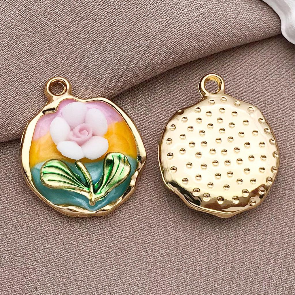 Французский Ретро Роскошный Набор Эмалевых Серьг и Ожерелья: Сад Моне Масляная живопись Дизайн цветов