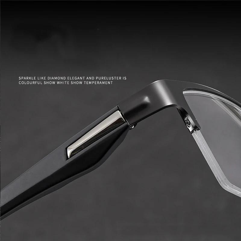 Men'S Business Half Frame Myopia Eyeglasses Anti-Blue Light Blocking Nearsighted Glasses Fashion Optical Prescription Eyewear