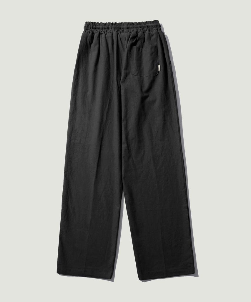 EASE Linen Elastic Waist Pants [Regular Fit]_Black_Unisex