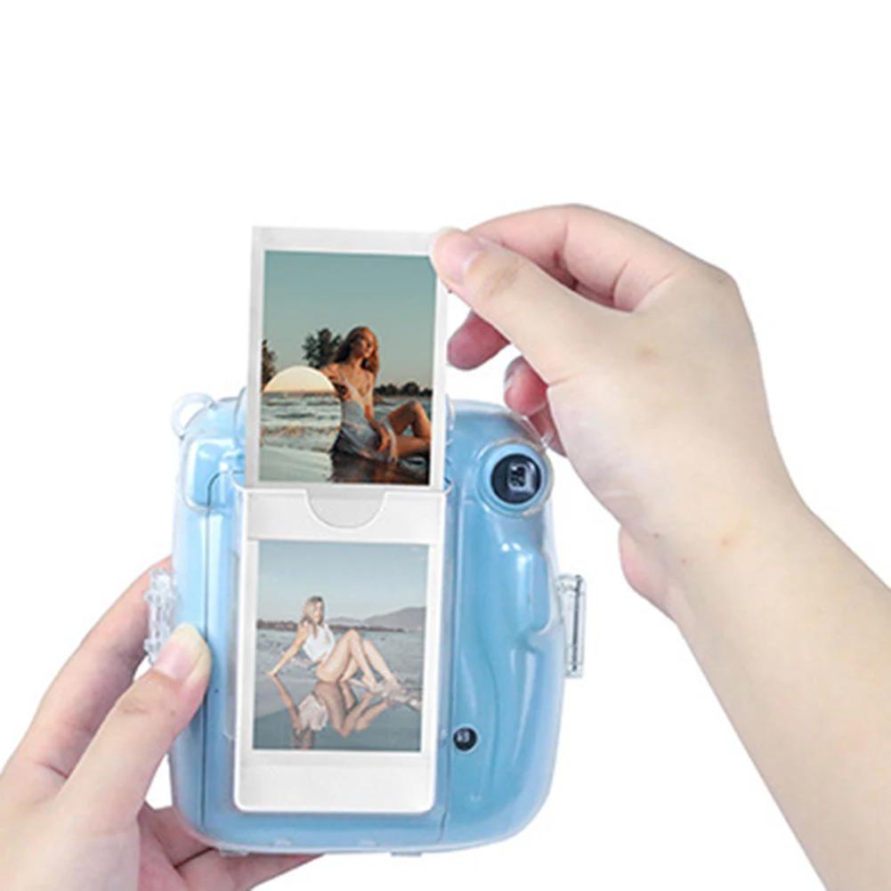 Для камеры Instax Mini 11 чехол прозрачный чехол для хранения мягкий силиконовый защитный чехол сумка для переноски ремень наклейка комплект из трех предметов