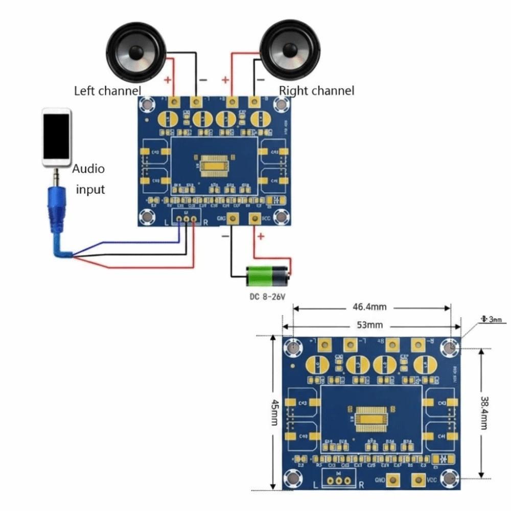 DC 8-26V 3A Audio Amplifier Board Digital Dual Channel Amplifier Speaker Amplification