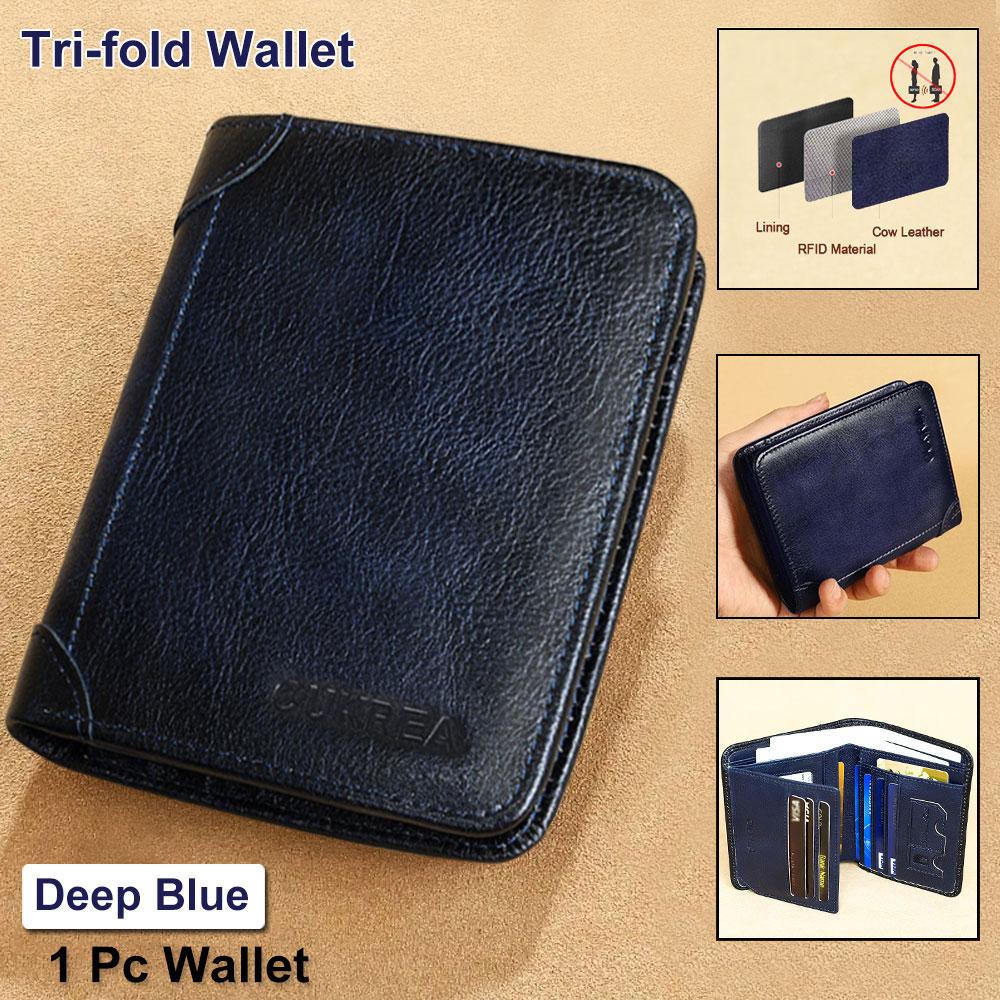 Мужской винтажный кошелек из коровьей кожи, защита RFID, короткий многофункциональный держатель для ID-карт и кредитных карт, верхний слой коровьей кожи, кошелек для денег, 2 окошка для ID-карт