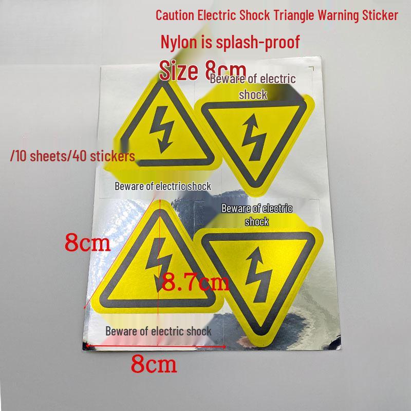 PVC Outdoor Triangular Warning Sticker: Caution! Risk of Electric Shock