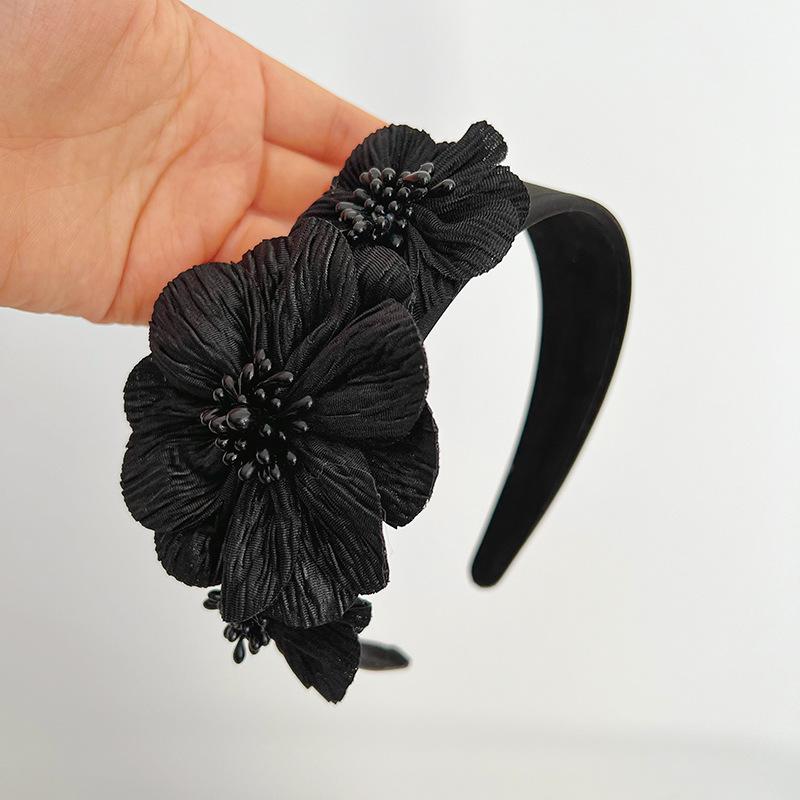 Европейский и американский стиль Женская широкополая повязка на голову с жемчугом и цветами, Модная повязка для волос