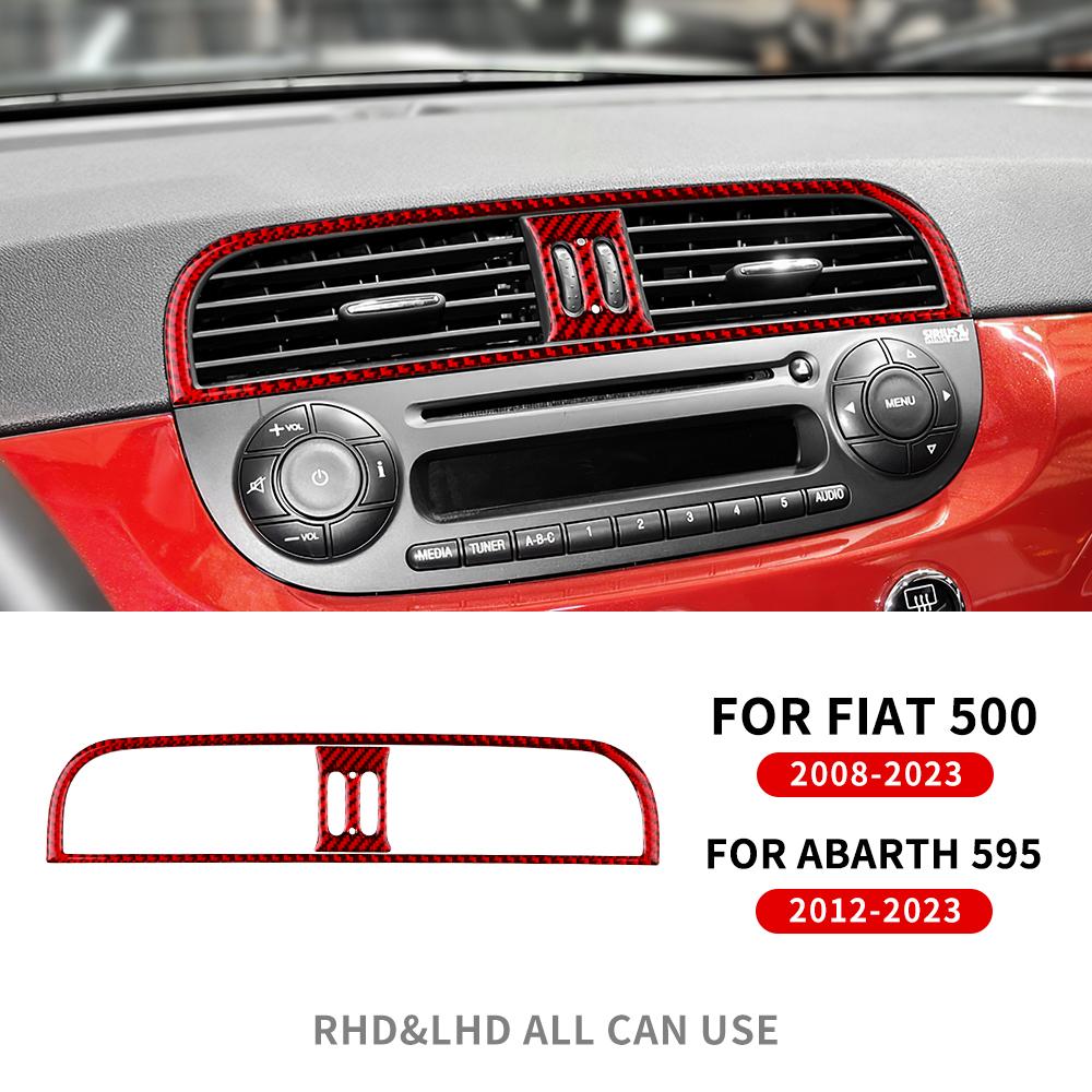Real Soft Carbon Fiber Sticker For Fiat 500 2008 2009-2014 2015 For Fiat Abarth 595 2012 2013 2014 Car Center Console Air Outlet