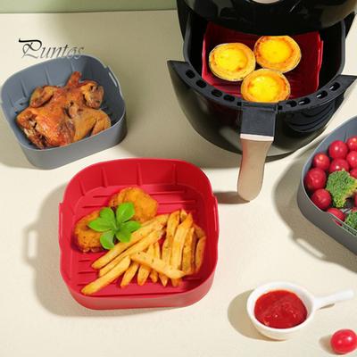 Силиконовые вкладыши для противней с ручками для аэрофритюрницы Пищевой силиконовый вкладыш для духовки Антипригарное покрытие Многоразовые аксессуары для аэрофритюрниц объемом 4–6 кварт