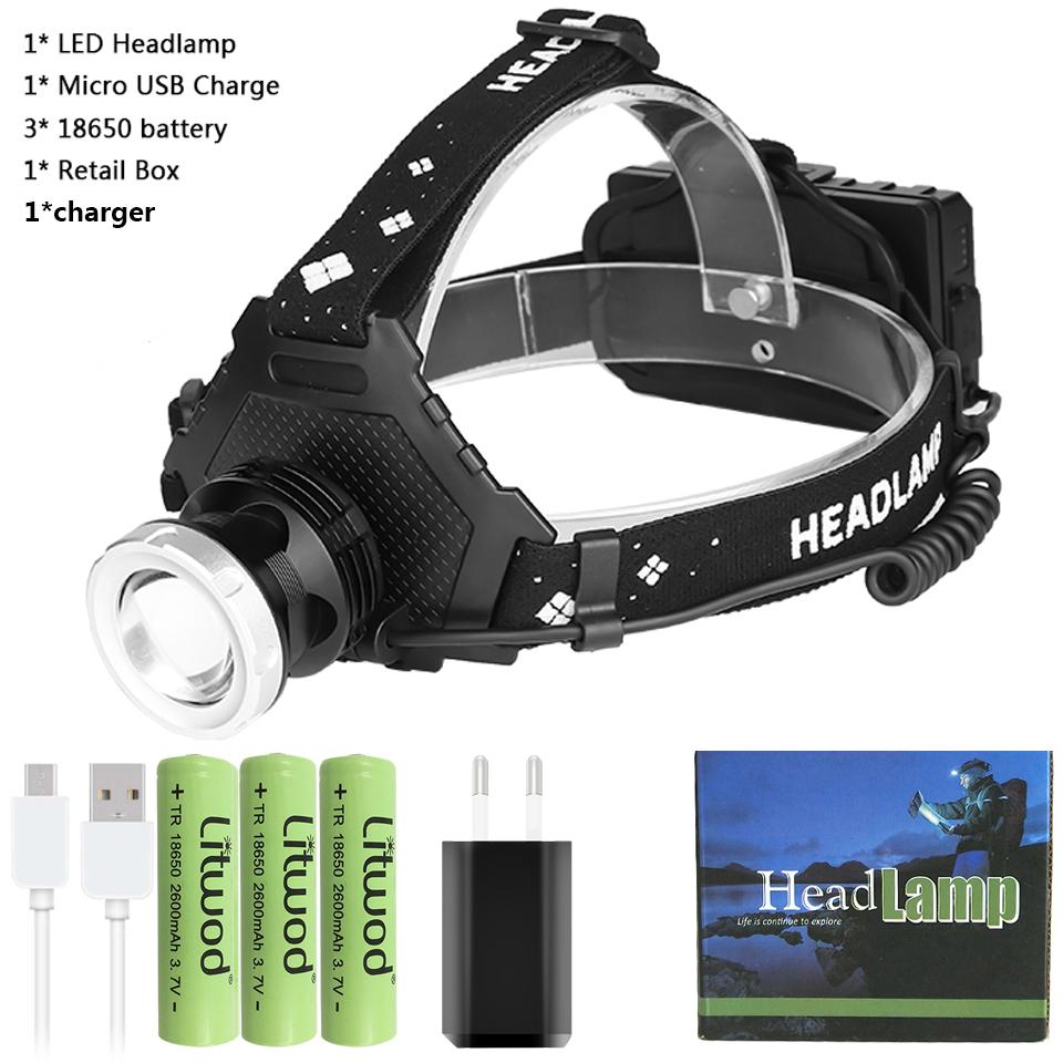 Супер яркий XHP90.2 USB перезаряжаемый светодиодный налобный фонарь XHP70.2 Самая мощная фара для рыбалки, кемпинга, ZOOM, фонарик с аккумулятором 3*18650
