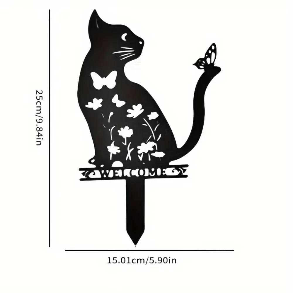 Один, милый кот, железное украшение для сада, вставка для животных, ограждение для кошек, украшение для газона в саду, художественное украшение для двора