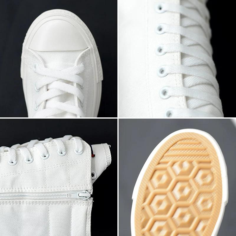 Модные женские парусиновые сапоги на шнуровке до колена с перекрестной застежкой-молнией больших размеров, женские туфли на плоской подошве, женские модные повседневные кроссовки, весна, белый цвет, Оман