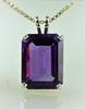 Genuine Large Emerald Cut Amethyst Pendant Fine Color .925 Sterling Silver