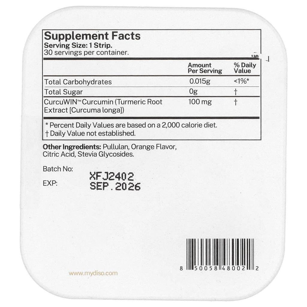 Diso, Curcumin, Orange, Oral Strips, 30 Count