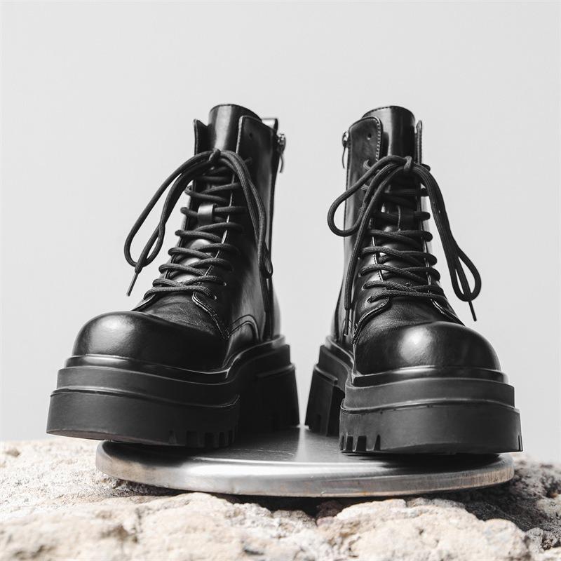 Fashion Boots for Men Fad Thick Sole Tooling Boots Men's High Quality Ankle Boots Outdoor Comfort Versatile Locomotive Boot Botas Hombre