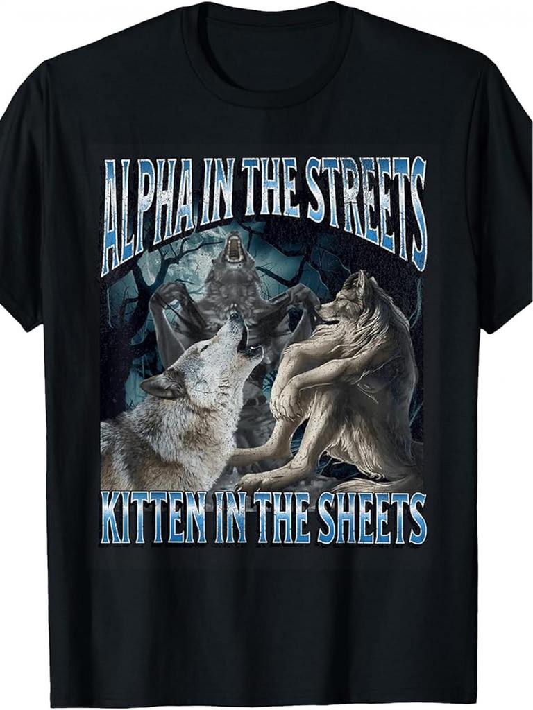Street's Funny Werewolf T-Shirt- Black Vintage T-shirt with on Street