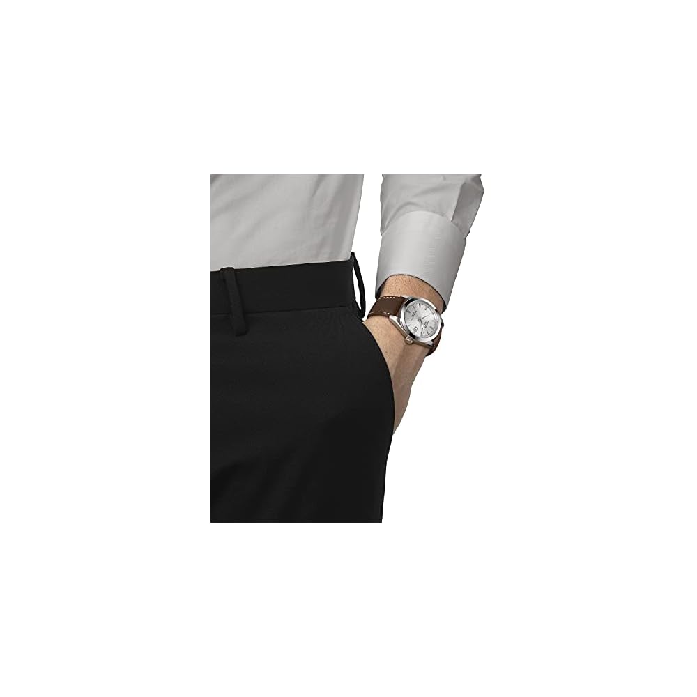 Tissot Gentleman Автоматические Powermatic 80 Силикон Кожаный ремешок Мужские часы Серебристый циферблат