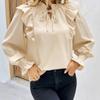 Женская Милая бабочка Tie Loose Long Sleeves Stand-Up Shirt Shirt Early Spring Design Sense of Fungus Skinny Blouse Senior Feeling