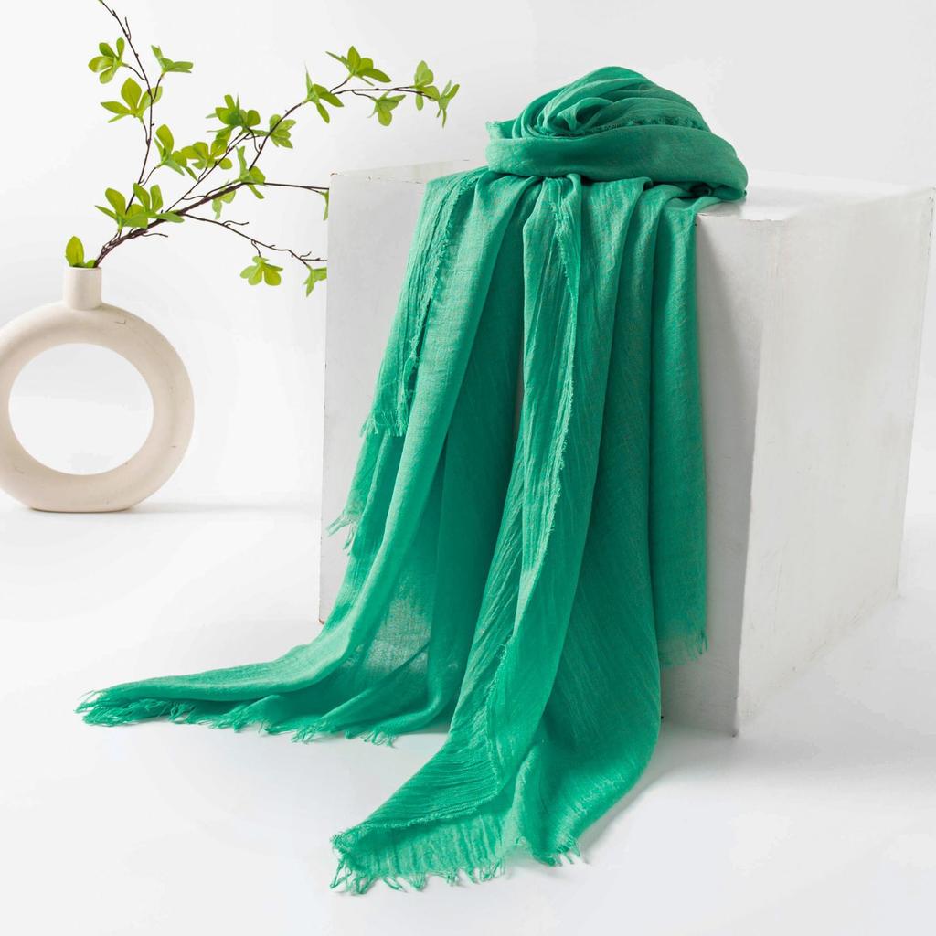 Spring and summer sunscreen scarf imitation cotton and linen solid color simple shawl women's high-end silk scarf yarn headscarf women's cross-border